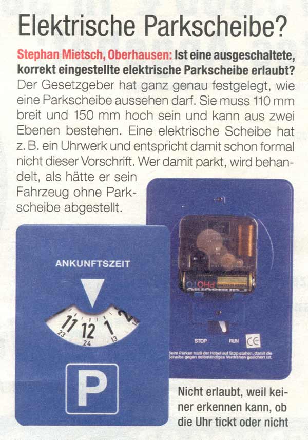 Parkscheibenverlag H. P. Krug; Parkscheibe bedruckt mit ihrer Werbung.  Parkscheiben als Werbeträger